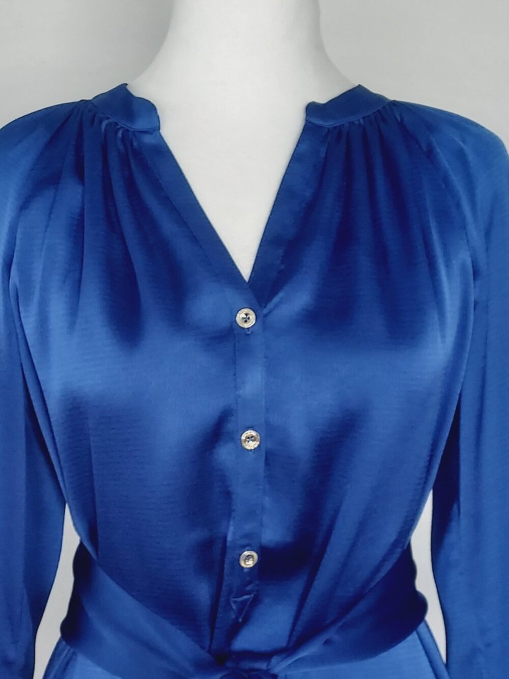 Lilly Pulitzer Women's Saige Satin V Neck Long Sleeve Dress Alba Blue XS NWT - Picture 6 of 11